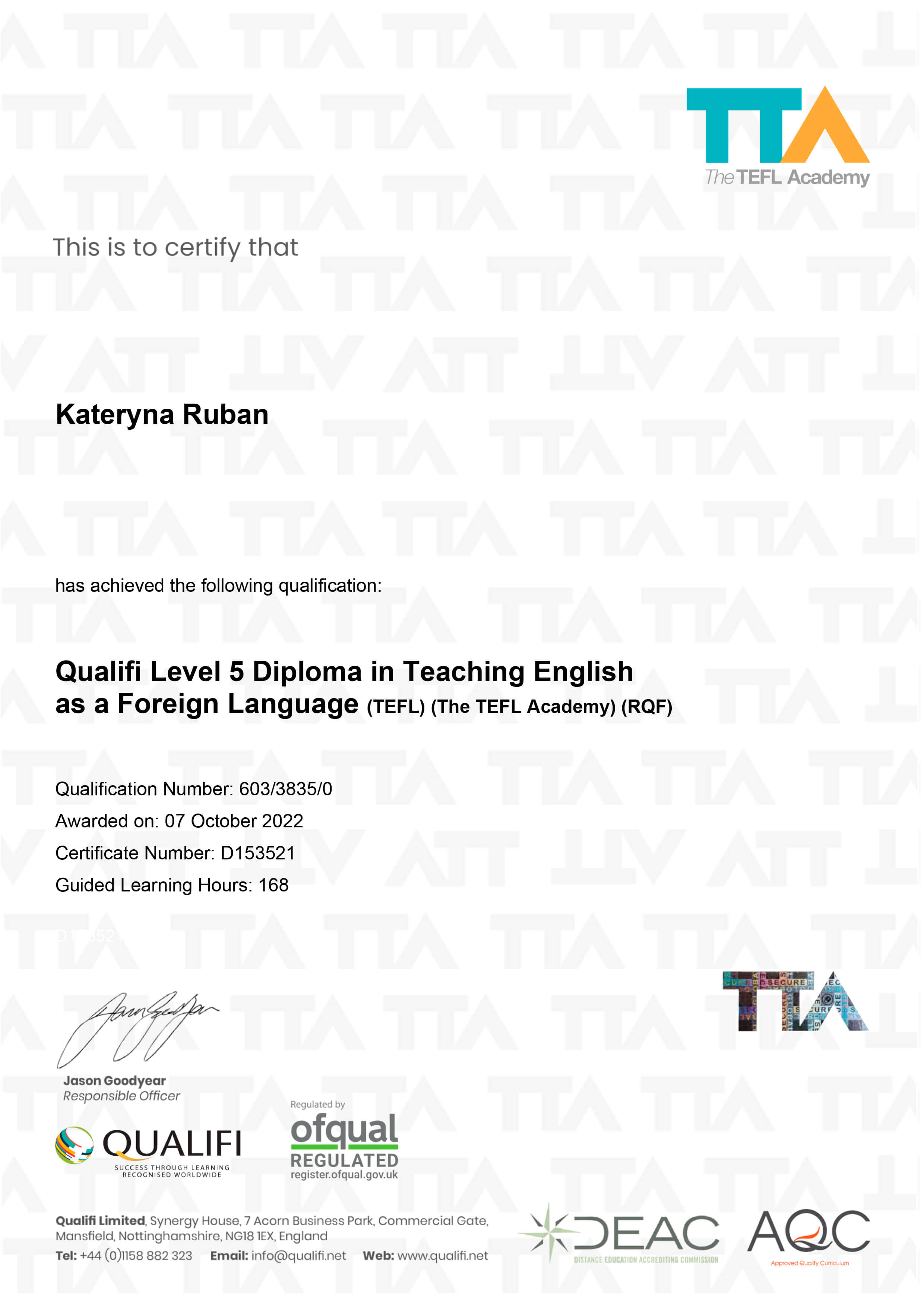 Level 5 Cert and Transcript